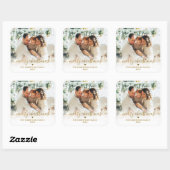 Elegant Gold Script Family Photo Merry Christmas Quadratischer Aufkleber (Blatt)