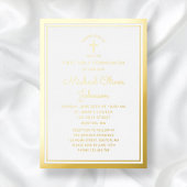 Elegant Gold Script First Communion Folieneinladung