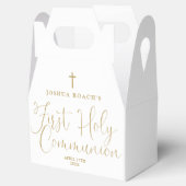 Elegant Gold Script First Holy Communion Geschenkschachtel (Geöffnet)