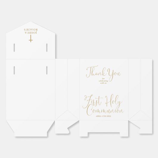 Elegant Gold Script First Holy Communion Geschenkschachtel (Ungefaltet)