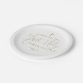 Elegant Gold Script First Holy Communion Pappteller (Schrägansicht)