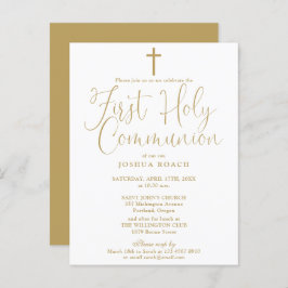 Elegant Gold Script First Holy Communion Postkarte