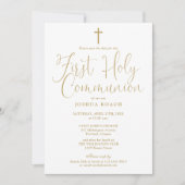 Elegant Gold Script First Holy Communion Save The Date (Vorderseite)