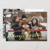 Elegant Gold Script Frohe Weihnachten 2 Foto (Vorne/Hinten)