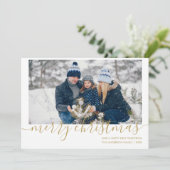 Elegant Gold Script Frohe Weihnachten Foto (Stehend Vorderseite)