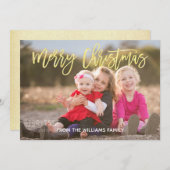 Elegant Gold Script Frohe Weihnachten Foto (Vorne/Hinten)
