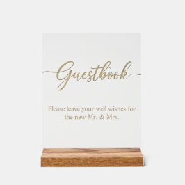 Elegant Gold Script Guestbook Acrylic Wedding Sign Acrylschild