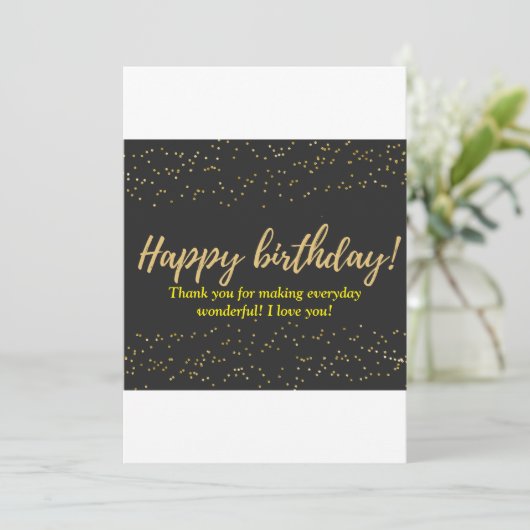 Elegant Gold Script Happy Birthday - Confetti Einladung (Stehend Vorderseite)