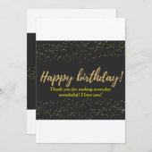 Elegant Gold Script Happy Birthday - Confetti Einladung (Vorne/Hinten)