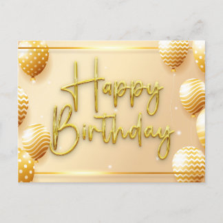 Elegant Gold Script Happy Birthday Postkarte