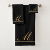Elegant Gold Script Initial Badhandtuch Set (Insitu)