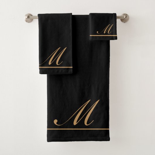 Elegant Gold Script Initial Badhandtuch Set (Insitu)