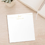 Elegant Gold Script Initial Monogram Notizblock<br><div class="desc">Gold Minimalistisches,  modernes Monogram Notepad. Erstellen Sie Ihr eigenes personalisiertes Notizblock mit benutzerdefinierten Initialen in Skripttypografie und individuelle Name.</div>