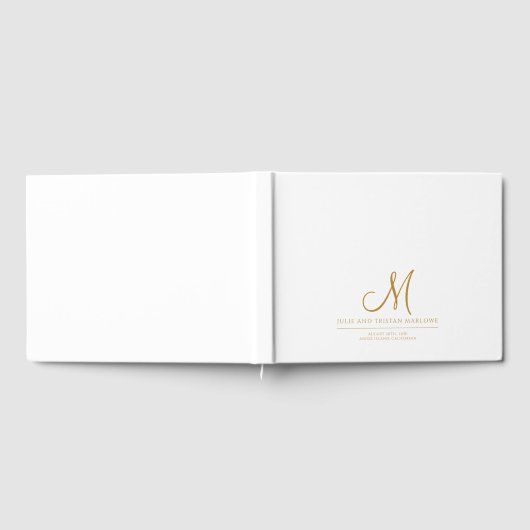 Elegant Gold Script Initial Wedding Monogram Gästebuch (Voll)
