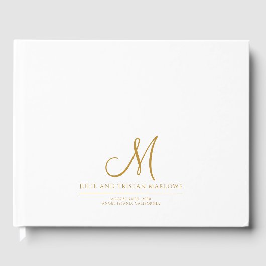 Elegant Gold Script Initial Wedding Monogram Gästebuch (Vorderseite)