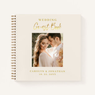 Elegant Gold Script Ivory Wedding Gästebuch Notizblock