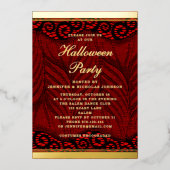 Elegant Gold Script Lace Halloween Folieneinladung (Vorderseite)
