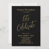 Elegant Gold Script Let's Celebrate 70th Birthday Einladung (Vorderseite)
