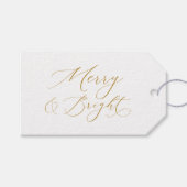 Elegant Gold Script “Merry & Bright” Christmas Geschenkanhänger (Vorderseite (Horizontal))