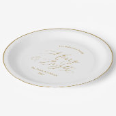 Elegant Gold Script “Merry & Bright” Christmas Pappteller (Schrägansicht)