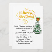 Elegant Gold Script Merry Christmas Card with Tree Einladung (Vorne/Hinten)
