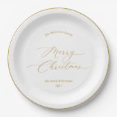 Elegant Gold Script “Merry Christmas” Pappteller (Vorderseite)