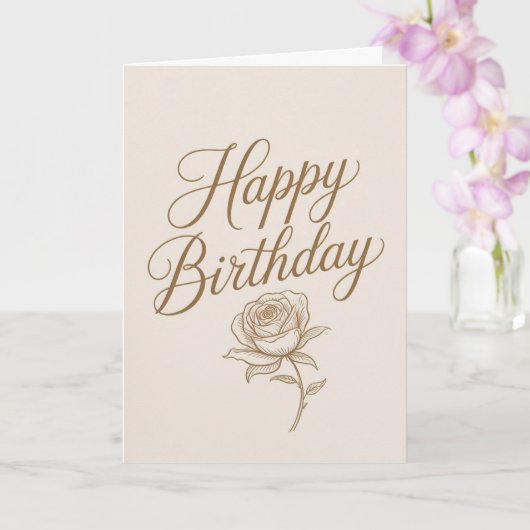 Elegant Gold Script Minimalist Birthday Card Karte (Orchidee)