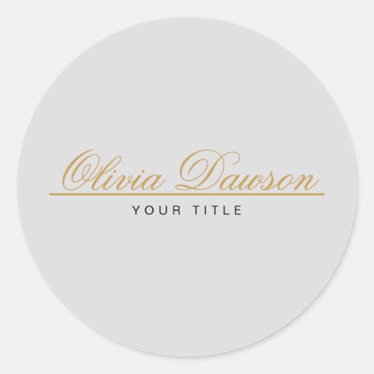 Elegant Gold Script Minimalist Runder Aufkleber (Vorderseite)