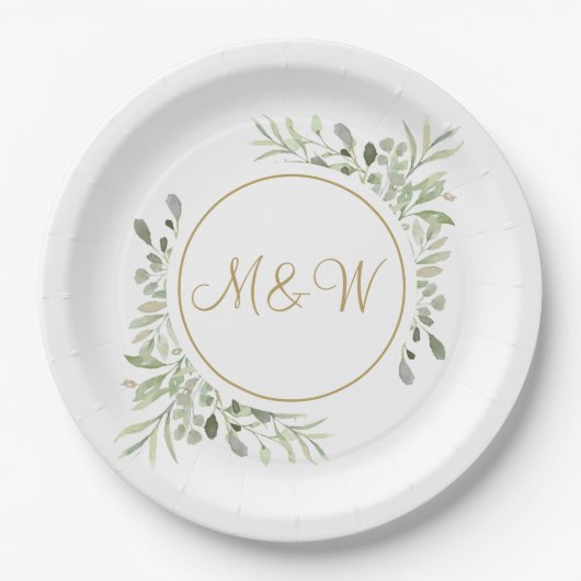 Elegant Gold Script Monogram Initials Greenerity Pappteller (Vorderseite)