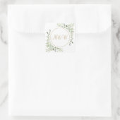 Elegant Gold Script Monogram Initials Greenerity Quadratischer Aufkleber (Tasche)