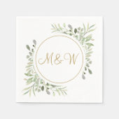 Elegant Gold Script Monogram Initials Greenerity Serviette (Vorderseite)