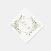 Elegant Gold Script Monogram Initials Greenerity Serviette (Ecke)