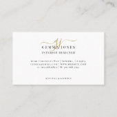 Elegant Gold Script Monogram Interior Designer Visitenkarte (Rückseite)