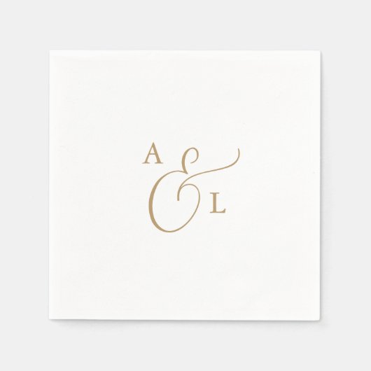 Elegant Gold Script Monogram Wedding Napkins Serviette (Vorderseite)