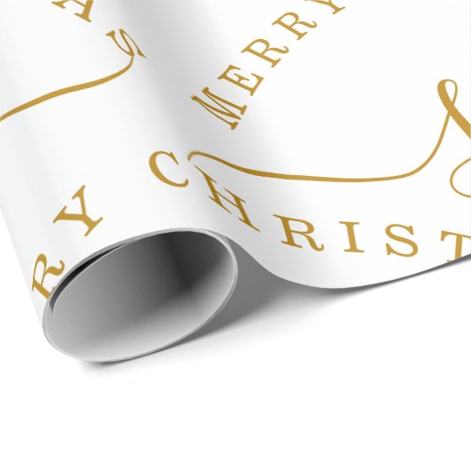 Elegant Gold Script Name Monogram Frohe Weihnachte Geschenkpapier (Rolleneckpunkt)