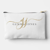 Elegant Gold Script Name Monogram Zubehörtasche (Rückseite)