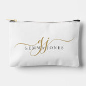 Elegant Gold Script Name Monogram Zubehörtasche (Vorderseite)