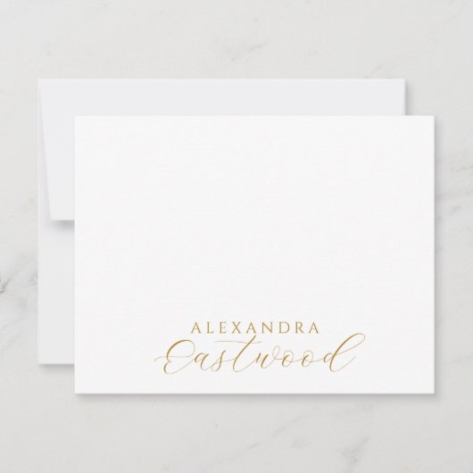 Elegant Gold Script Name Typography Mitteilungskarte (Vorderseite)