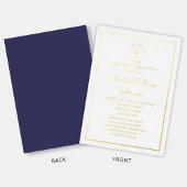 Elegant Gold Script Navy Blue First Communation Folieneinladung