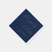 Elegant Gold Script Navy Blue Wedding Napkins Serviette (Ecke)