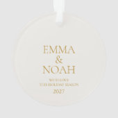 Elegant Gold Script “Our First Christmas”  Ornament (Rückseite)