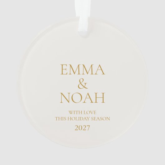 Elegant Gold Script “Our First Christmas” Ornament (Rückseite)