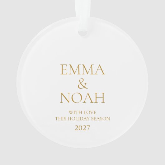 Elegant Gold Script “Our First Christmas” Ornament (Rückseite)