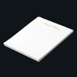 Elegant Gold Script Personalized Note Pad Notizblock<br><div class="desc">Elegant gold script personalized notierte pad.</div>