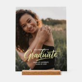 Elegant Gold Script Photo Graduation  Acrylschild (Vorderseite)