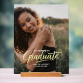Elegant Gold Script Photo Graduation  Acrylschild (Neutral)