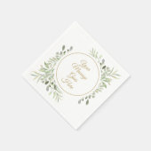 Elegant Gold Script Soft Watercolor Grüne Serviette (Ecke)