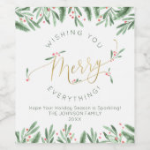 Elegant Gold Script Typografie MERRY Alles Weinetikett (Einzelnes Label)