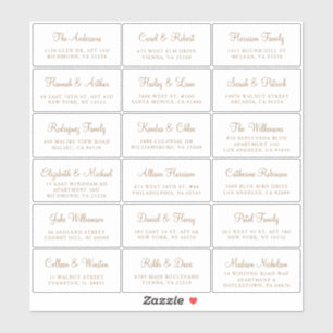 Elegant Gold Script Wedding Guest Address Aufkleber