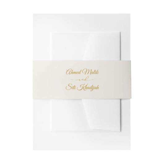 Elegant Gold Script Wedding Invitation Belly Band (Vorderseite Beispiel)